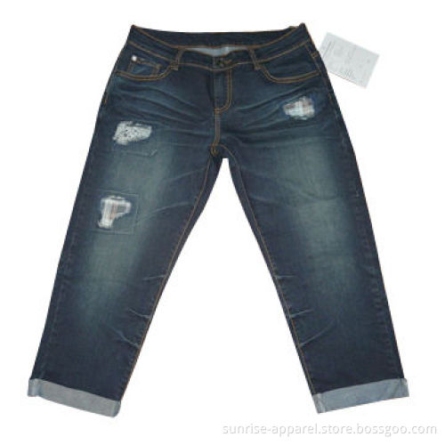 Women's Jeans with Anti-silver Deco Tack Button